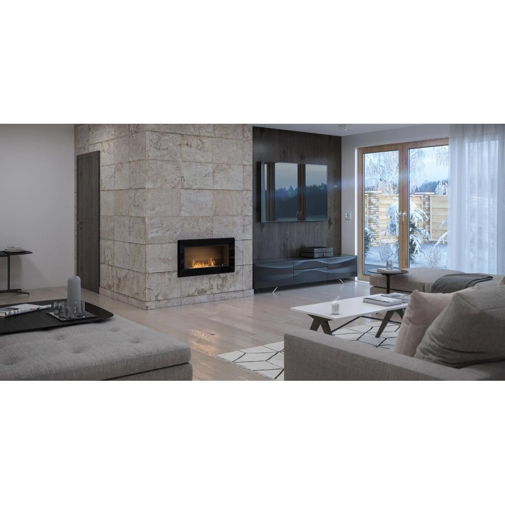 Caminetto a Bioetanolo Frame 900 SimpleFire da incasso con Vetro - Nero Opaco