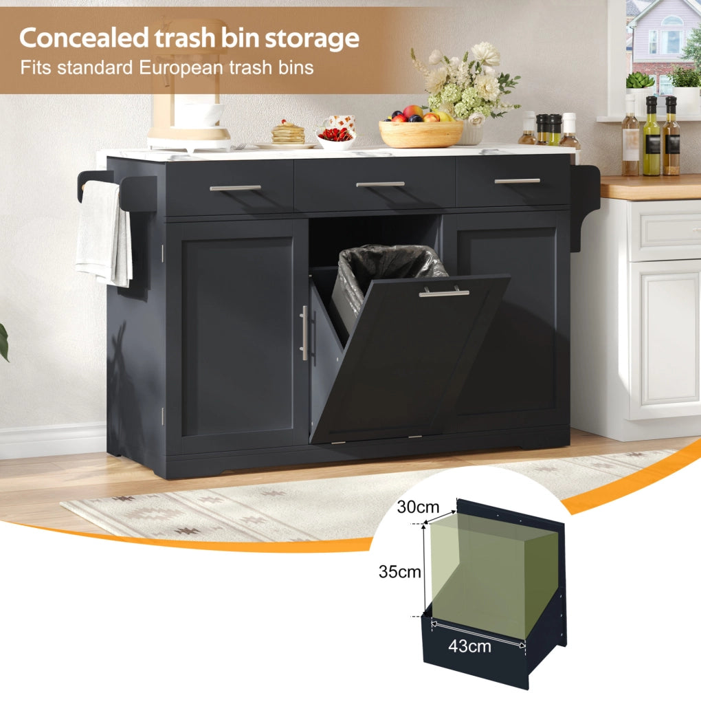 Isola cucina mobile con piano ribaltabile 136x50(75)x92 cm; grigio in MDF