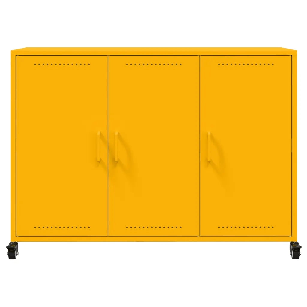 Credenza | Madia | Buffet da pranzo | Armadio da pranzo Giallo Senape 100,5x39x72 cm in Acciaio