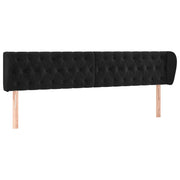Testiera | Testata ad Orecchio Nera 183x23x78/88 cm in Velluto