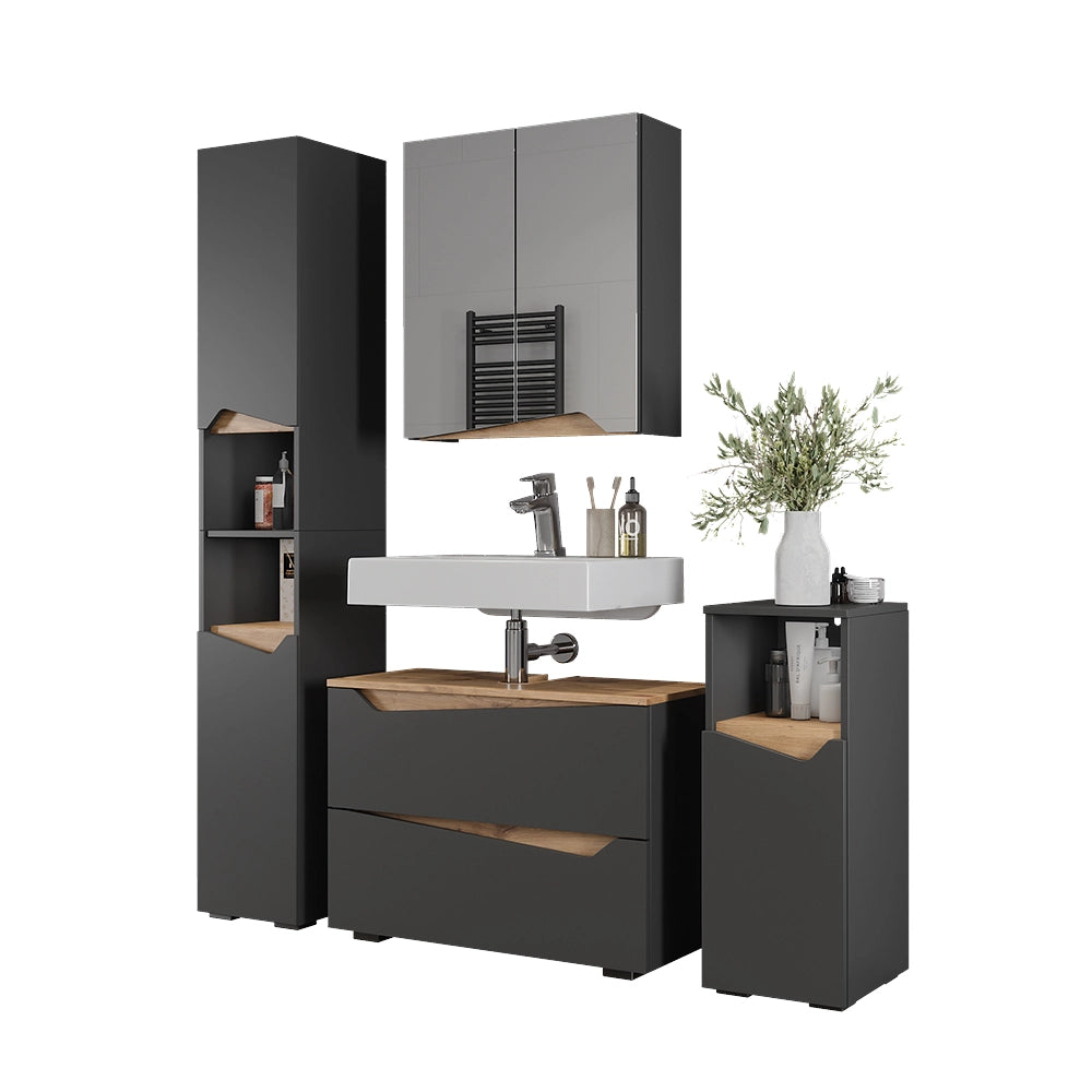 Vicco Set di mobili da bagno Antracite/Artisan 4 parti