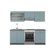 Vicco Cucina componibile Blu-grigio/antracite 200 cm Senza piano di lavoro