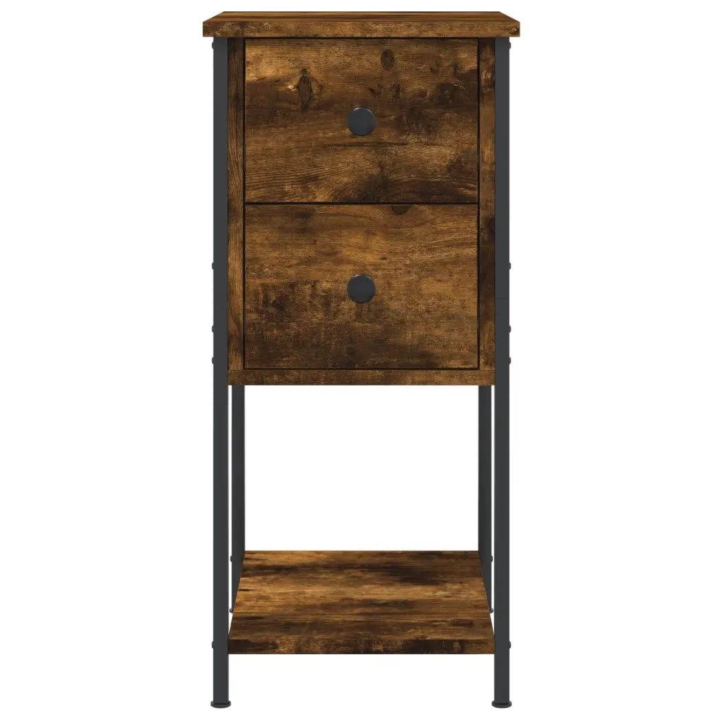 Comodini 2 pz Rovere Fumo 32x42x70 cm in Legno Multistrato 826098