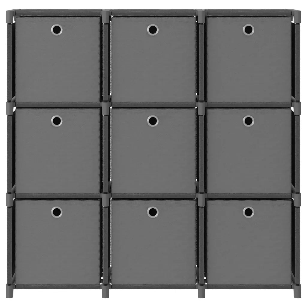 Mobile con 9 Scatole a Cubo Grigio 103x30x107,5 cm in Tessuto 322613