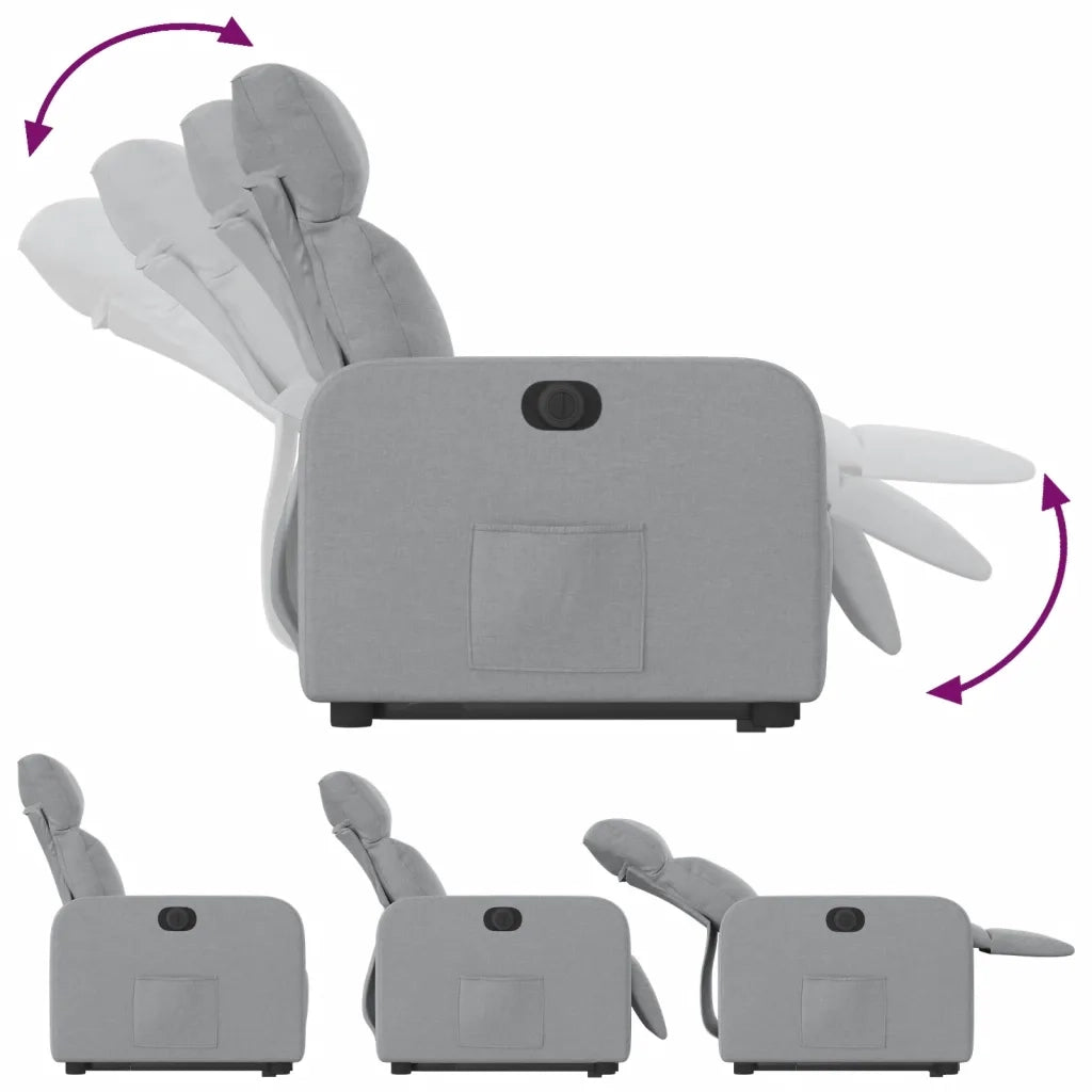 Divano Sedia-Poltrona Reclinante Alzapersona Elettrica Grigio Chiaro Tessuto 325764