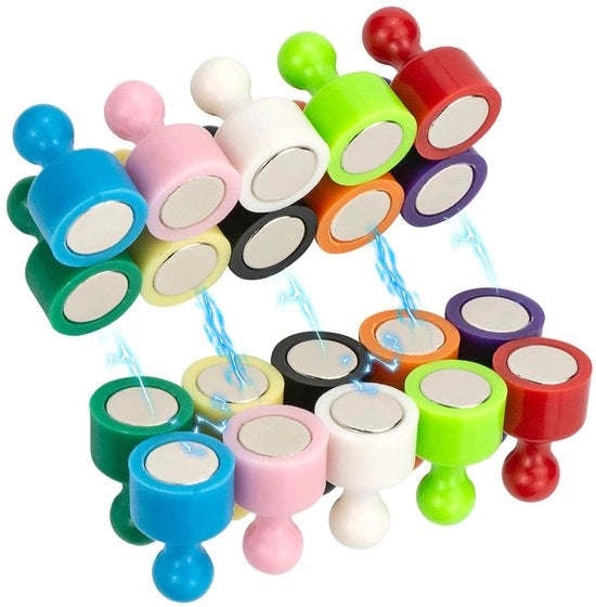 20 magneti colorati, forti magneti per frigorifero, punte magnetiche, magneti conici, 12 x 20 mm magneti multifunzionali per whiteboard per uso domestico, scolastico e ufficio (10 colori)
