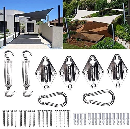 Kit di Fissaggio per Tende a Vela Accessori di Montaggio in Acciaio Inox