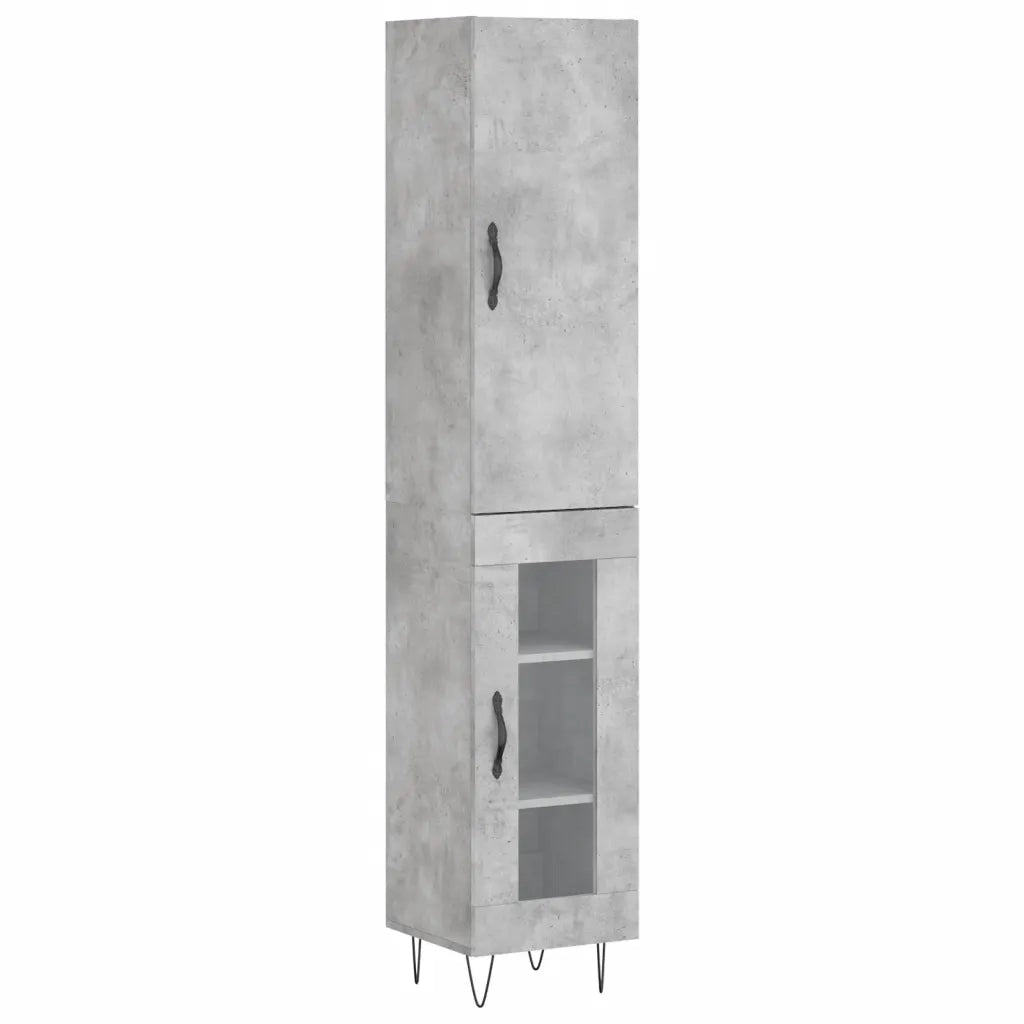 Credenza-Buffet-Armadio da cucina Grigio Cemento 34,5x34x180 cm in Legno Multistrato 896157