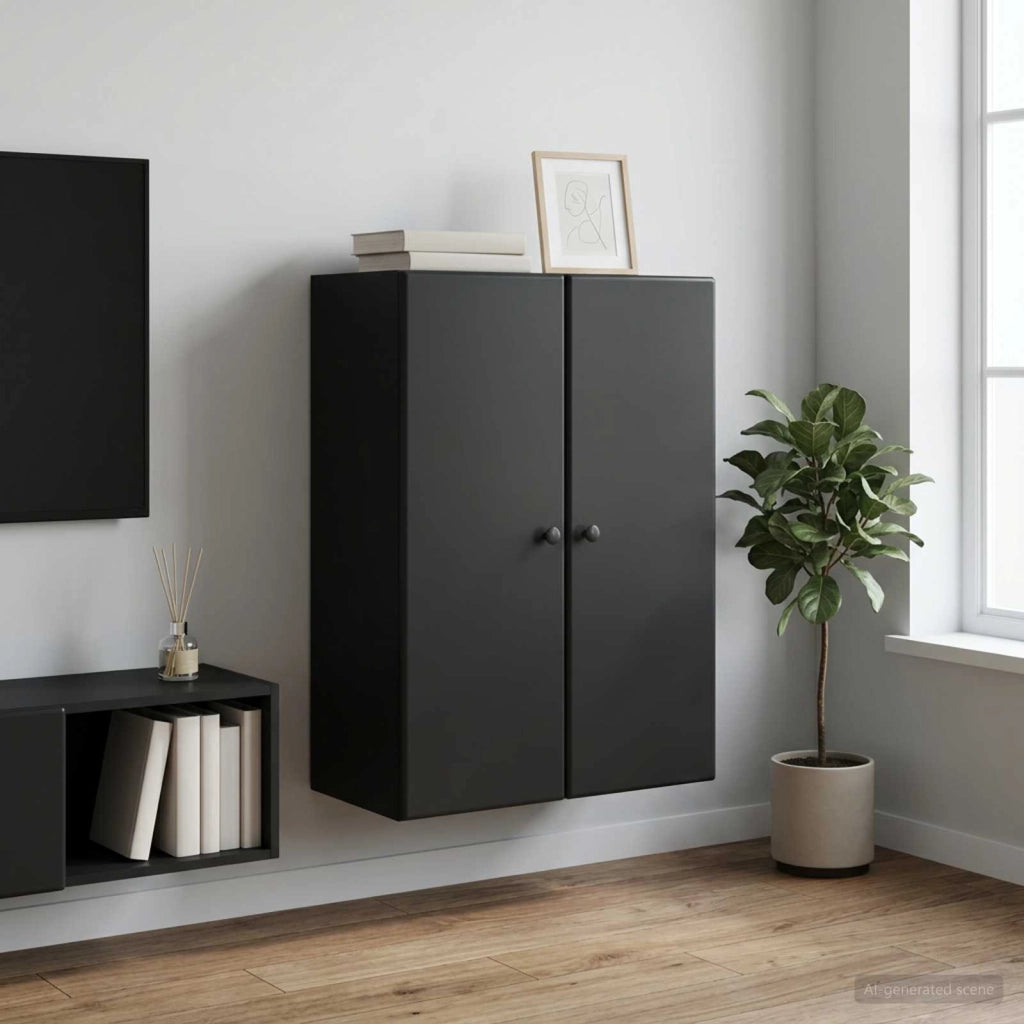 Mobiletto a muro 66 x 34,5 x 90 cm Legno ingegnerizzato Nero 899076