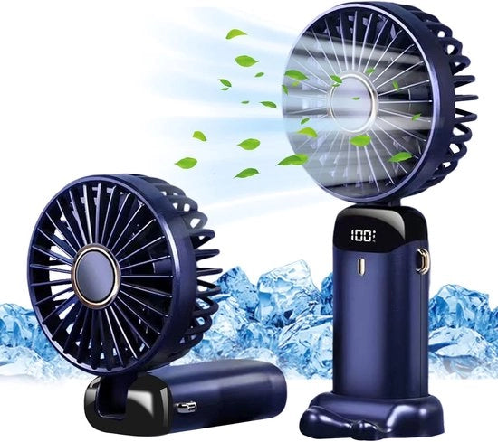 Mini-ventilatore portatile con caricamento USB - Angolo di 90° - 5 velocità - Funzione di supporto per smartphone - Raffreddatore verticale portatile