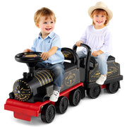 Trenino elettrico 6v vagone batteria contenitore sedile poggiapiedi estraibili-Trenino fischietto musica luci led bambini 18+ mesi