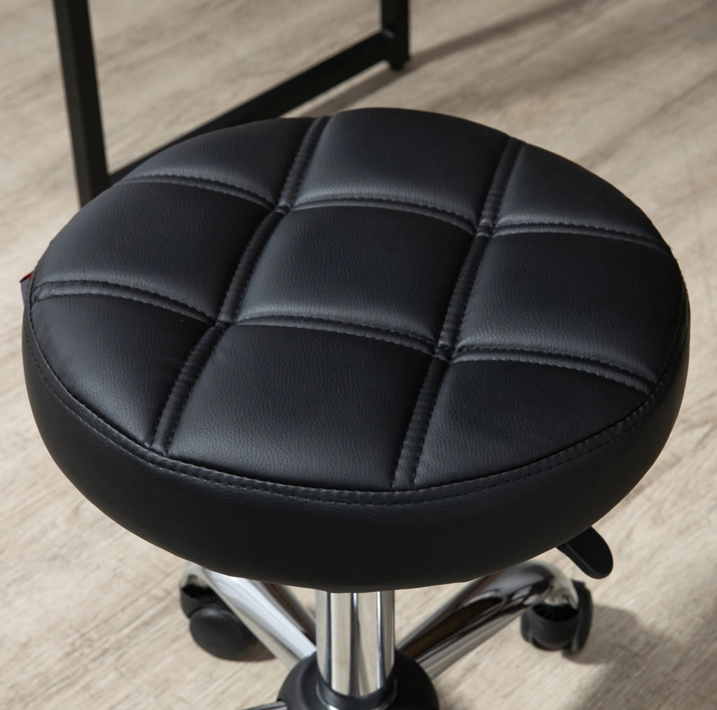 Set 2 Sgabelli Girevoli con Ruote Neri 48-63 cm