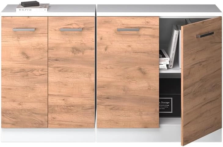 Set di mobili sottotetto Rion, Quercia dorata, 140 cm Set di 2 carcasse armadio profondità 60 cm, adatto per il salvaspazio sotto tetti spioventi