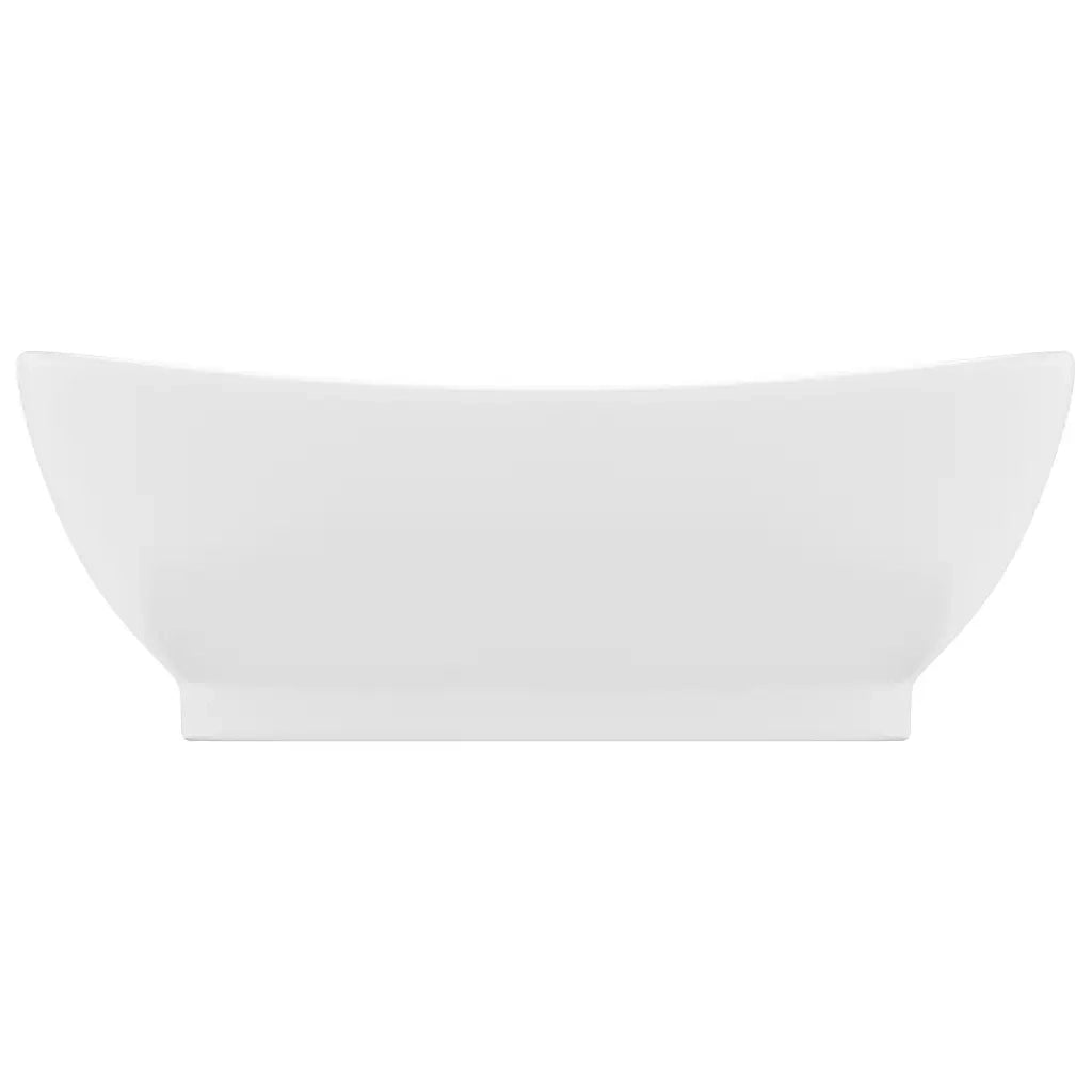 Lavandino con Troppopieno Ovale Bianco Opaco 58,5x39cm Ceramica cod mxl 40953