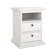 Comodino Alichin, Comò basso, Tavolino da notte, Mensola da letto, 44x40 h59 cm, Bianco