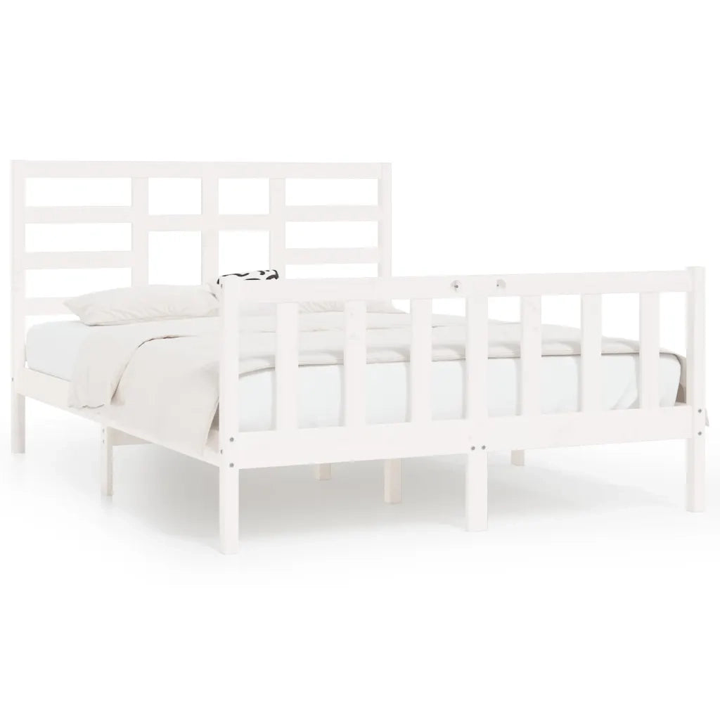 Giroletto senza Materasso-Struttura Letto Bianco 160x200 cm Legno Massello Pino 803103