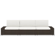 Divano Modulare a 3 Posti in Polyrattan Marrone 49516