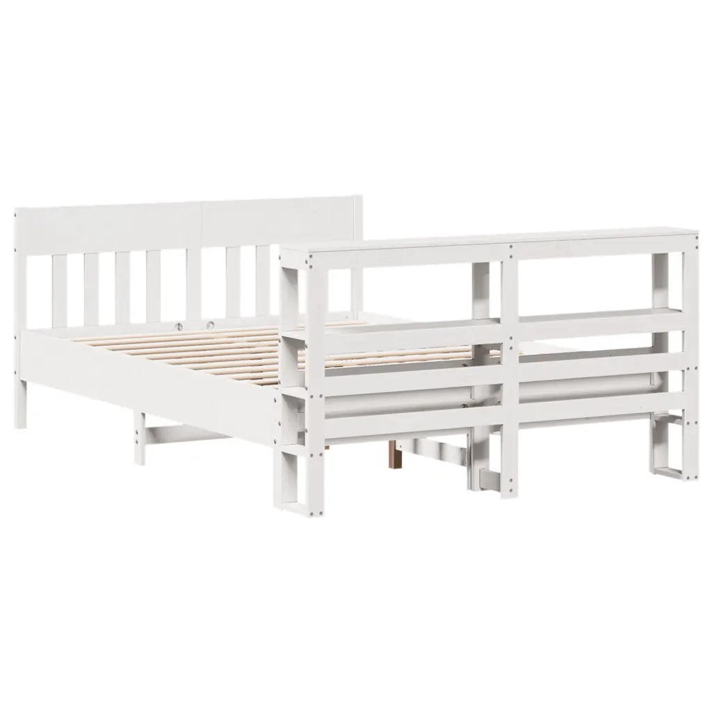 Letto senza Materasso Bianco 140x190 cm Legno Massello di Pino