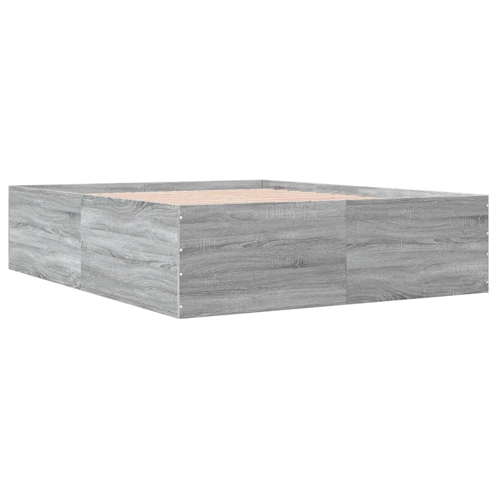 Letto matrimoniale | Letto per adulti | Giroletto Grigio Sonoma 150x200 cm in Legno Multistrato