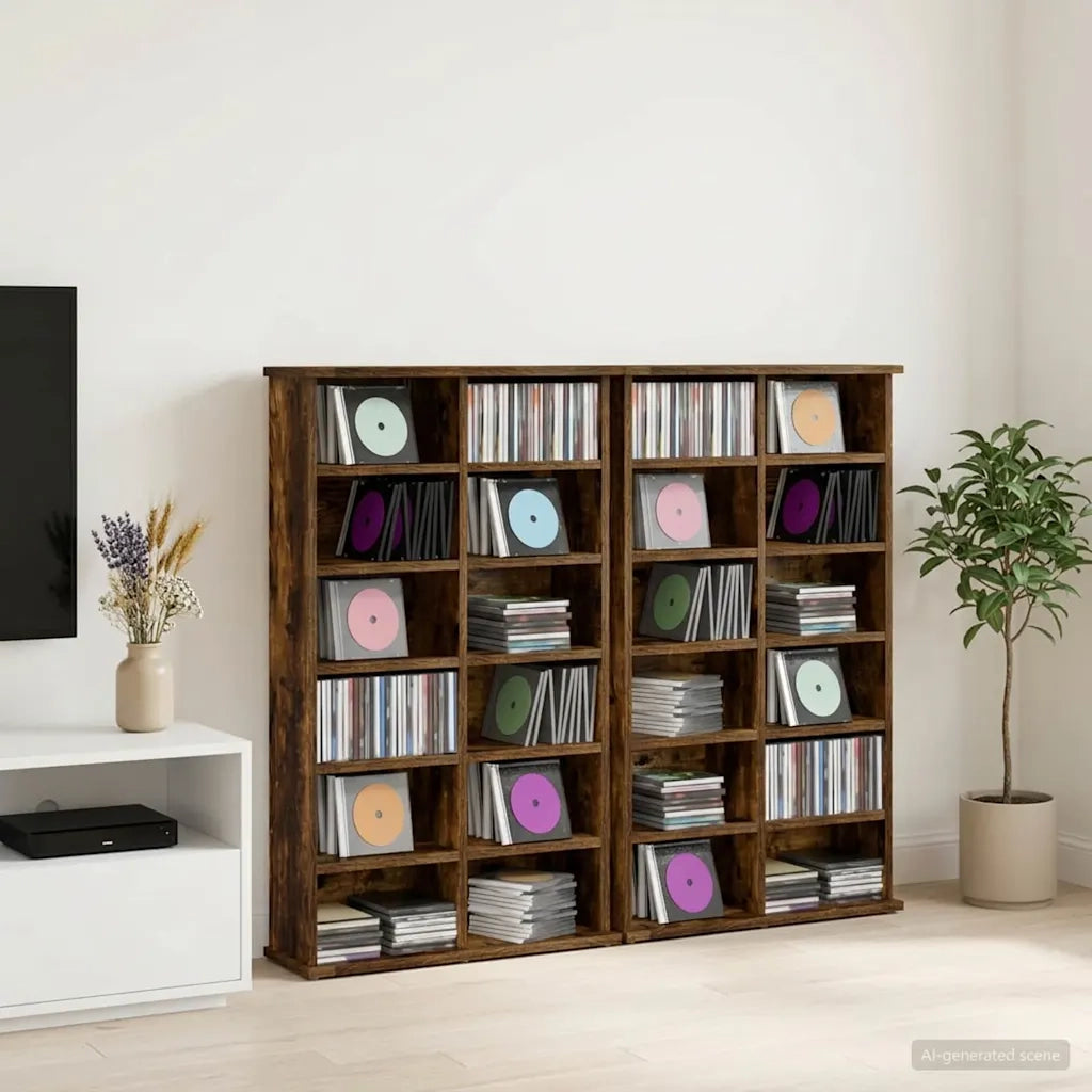 Mobile per CD 2 pz Rovere Fumo 60 x 17 x 92 cm 8012739