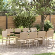 Set da Pranzo da Giardino da 11 Pezzi Beige in Polyrattan