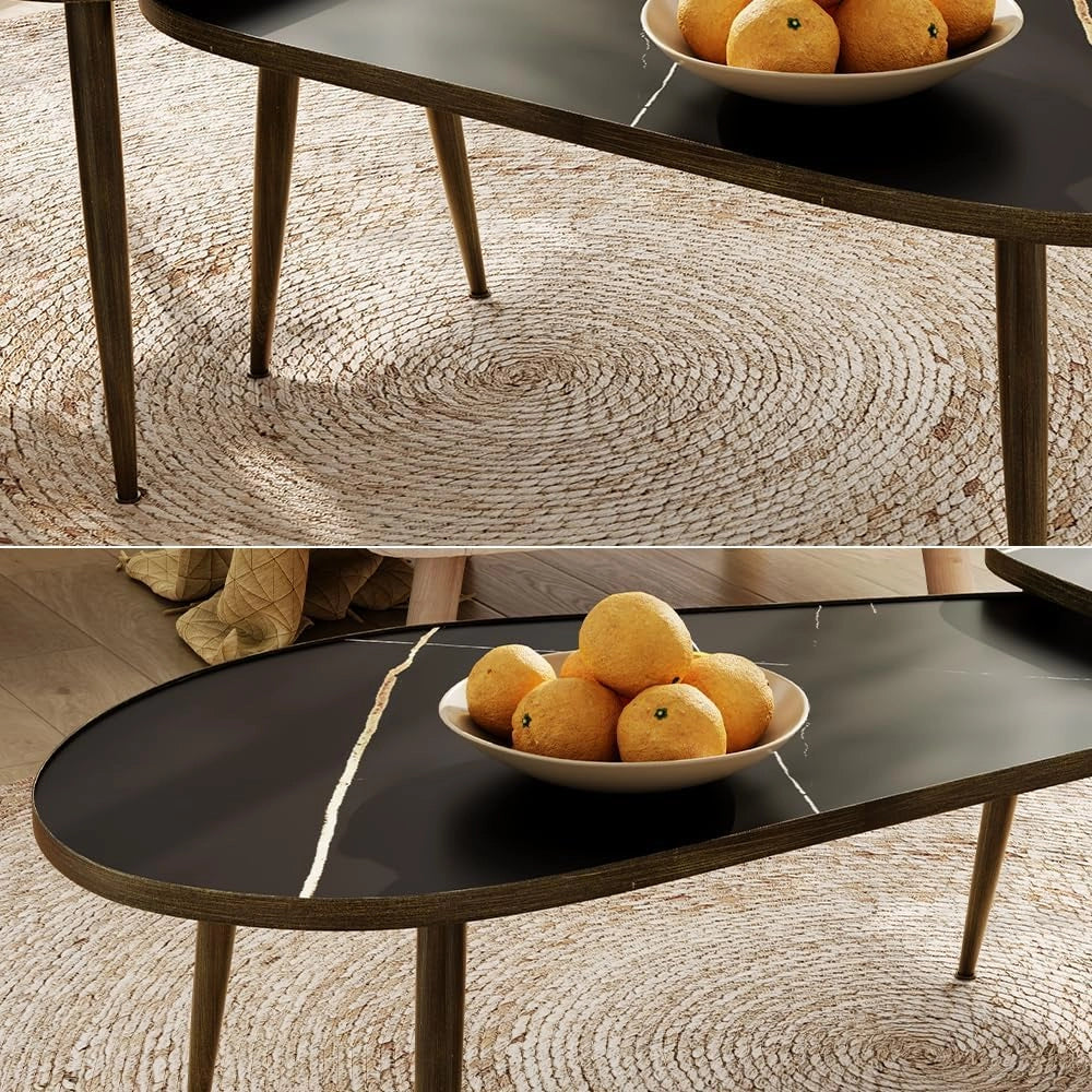 Set di tavolini Manitoba, Nero, 105 x 64.5 cm 2 parti, pieghevole salvaspazio e combinabile in modo versatile
