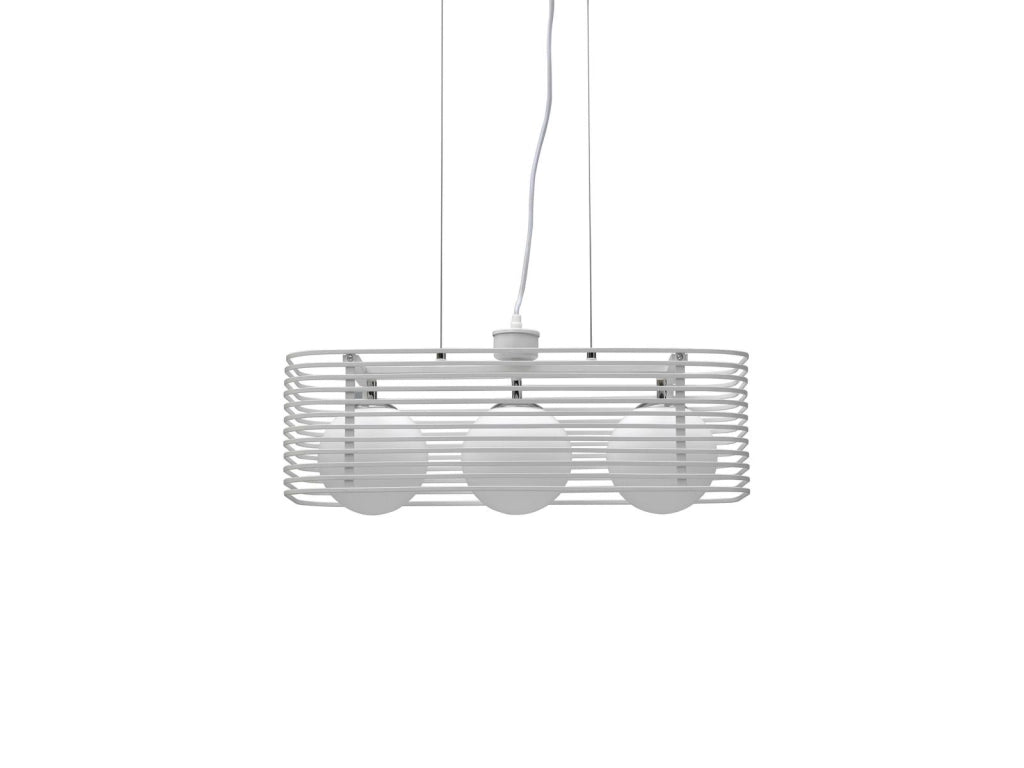 Lampada a Sospensione 25x60xH120 cm in Metallo Cage Bianco