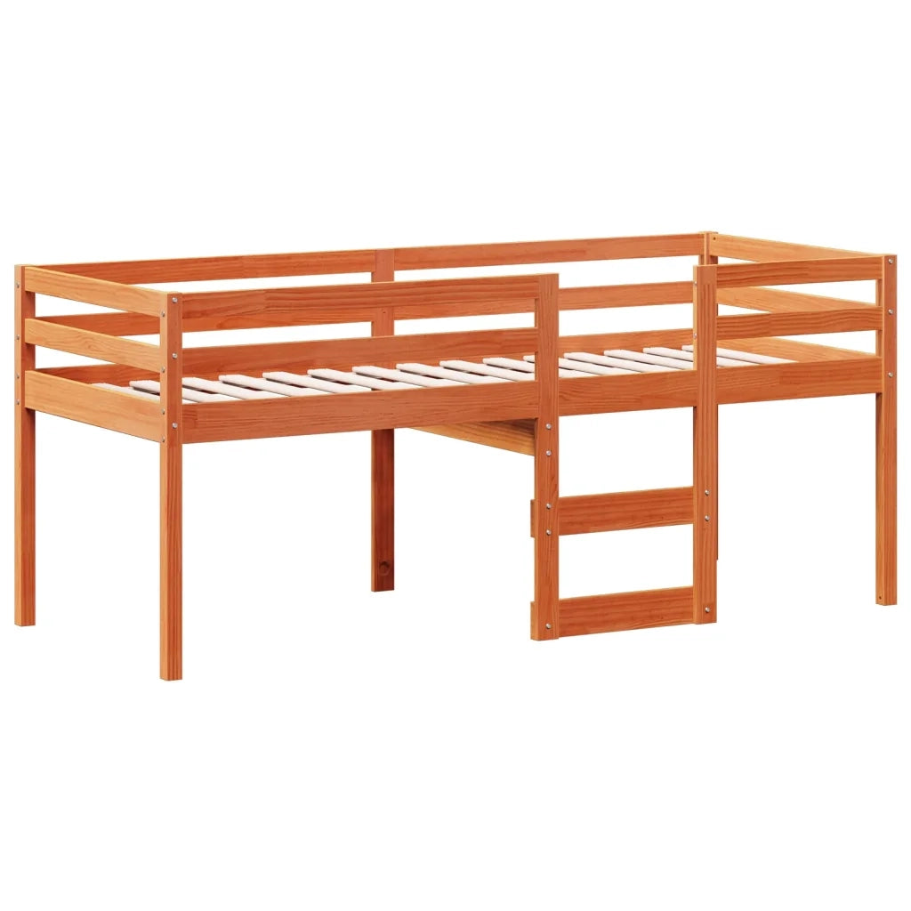 Letto a Soppalco con Tetto Marrone Cera 90x200 cm Legno di Pino