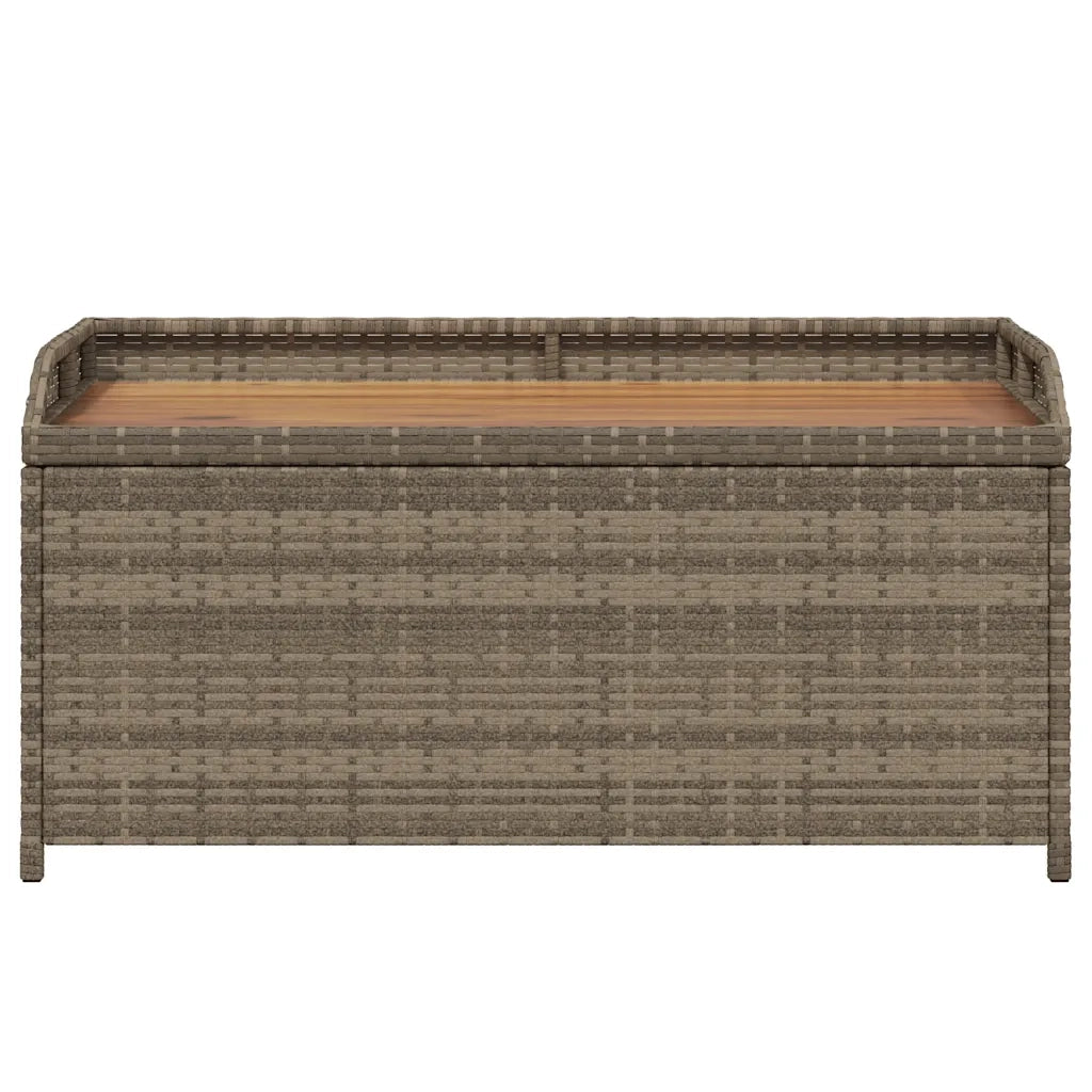 Panca Portaoggetti Giardino Grigia 100x50x52 Polyrattan Acacia 365950