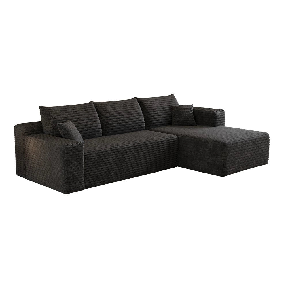 Divano angolare L ¨C Minimal ¨C nero tessuto 241cm