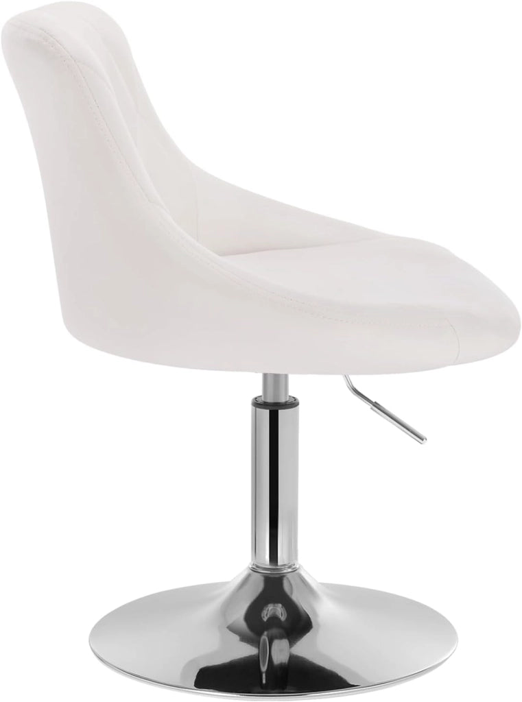 Casa Sedia Alta per Cucina con Schienale in PU, senza Poggiapiedi, l'altezza può essere regolata tra 42-58 cm, Bianco, BH241ws-1