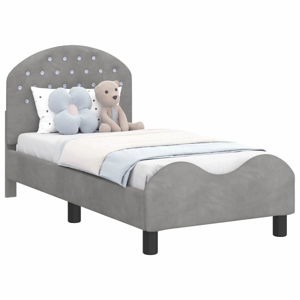 Struttura letto per bambini con testata Grigio Chiaro Velluto