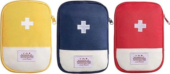 Set di pronto soccorso 3 in 1 per attività all'aperto - Rosso, giallo e blu - Scatole vuote - Portatile