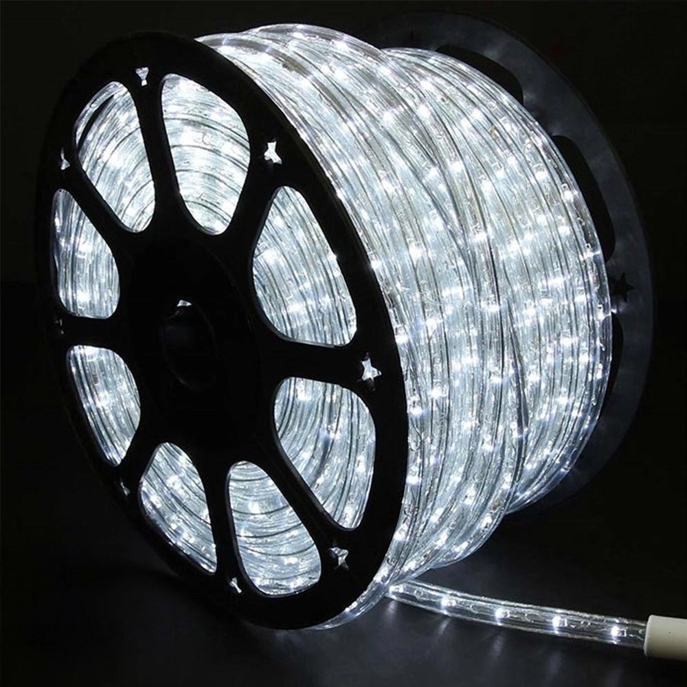 Trade Shop - Tubo Luminoso Led 50 Metri Bianco Freddo Per Uso Esterno Controller 8giochi Luce -