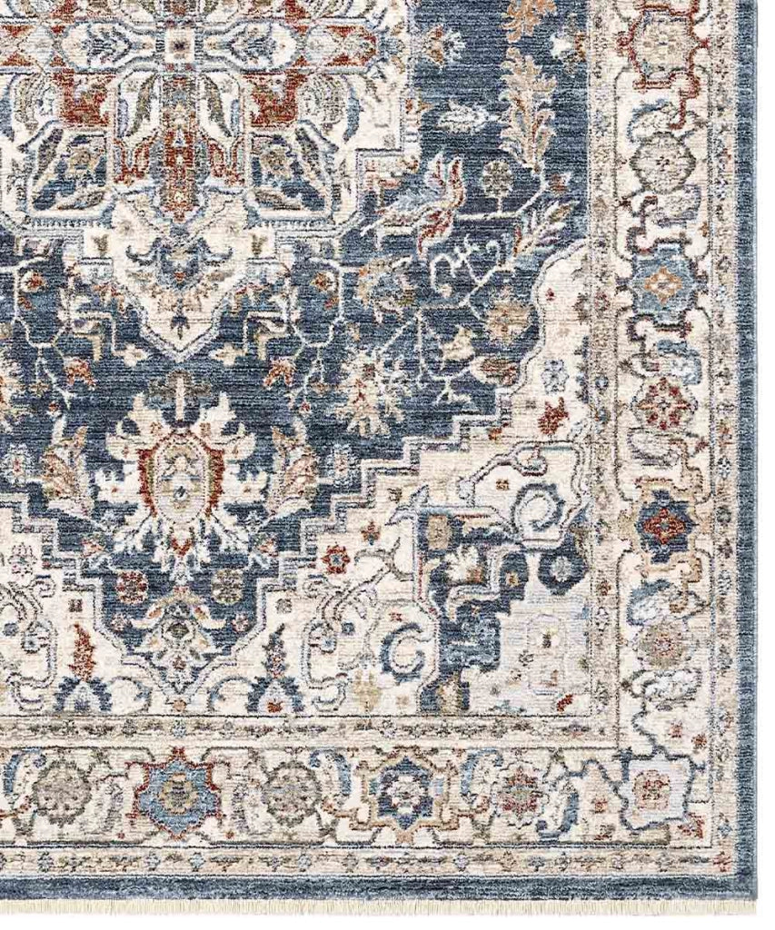 Parure Tappeti orientali MURCIA K7061-E22171 (1 pezzo cm.80x160 + 2 pezzi cm.60x133) motivo persiano stile classico tradizionale colore blu per scendiletto camera matrimoniale