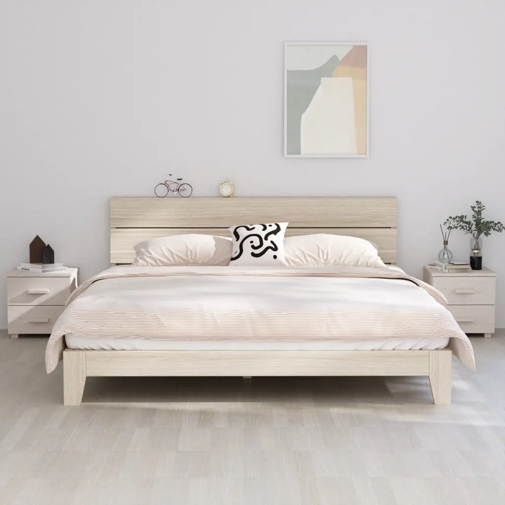 Set di 2 Comodini | Armadio da Notte | Mobiletto da notte HAMAR Bianchi 40x35x44,5 cm in Legno di Pino