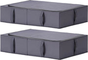 Scatola di stoccaggio per sotto il letto con coperchio - Materiale ecologico - Lavabile - Ripiegabile - 70 x 42 x 18 cm - 2 pezzi - Grigio scuro - Per abbigliamento, coperte, lenzuola, scarpe
