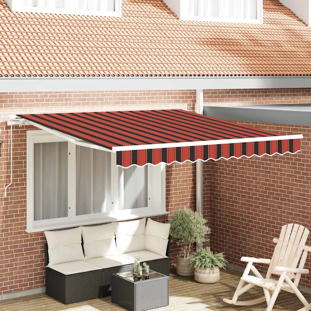 vidaXL Tenda Retrattile Arancione e Marrone 350 x 250 cm Tessuto