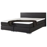 Letto Boxspring in Tessuto Nero con Materasso a Molle 180 x 200 cm