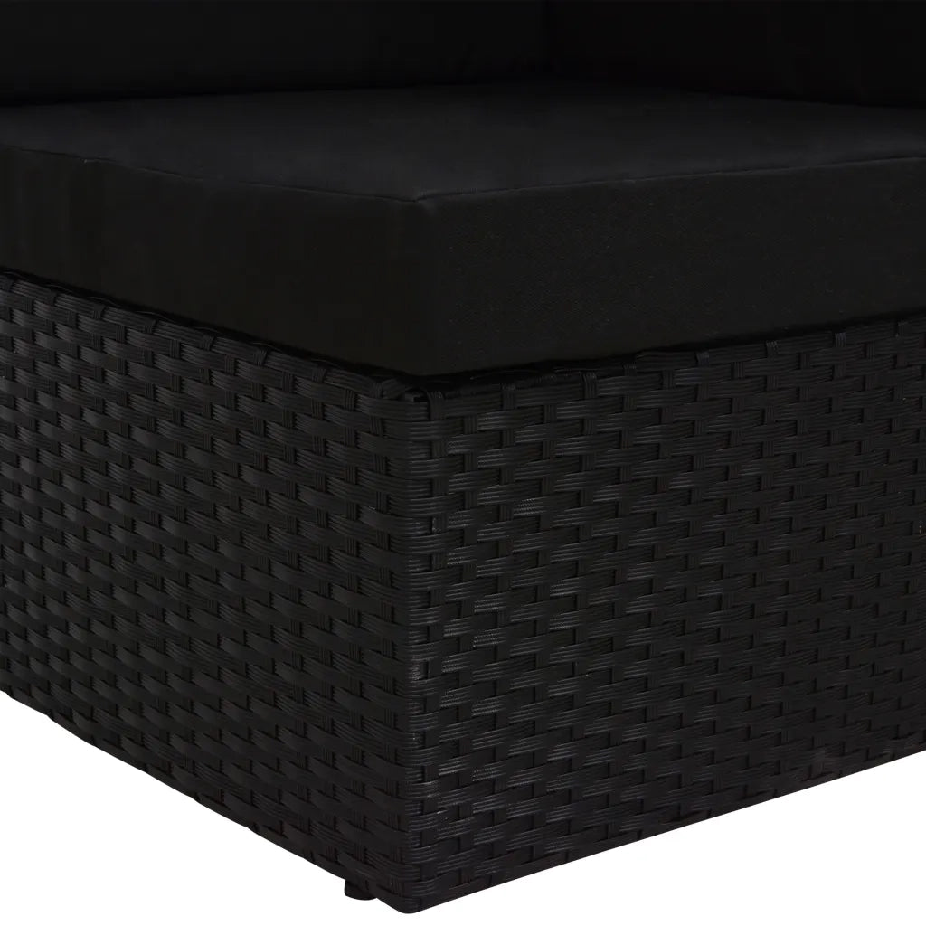 Divano ad Angolo Modulare in Polyrattan Nero cod mxl 63982