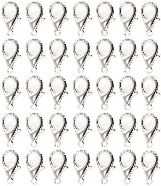 Ferraglie a forma di granchio 100 pezzi - Chiusure argentate - Chiusure a forma di granchio - Creazione di gioielli - Fili a granchio - 12 mm - Chiusure per gioielli