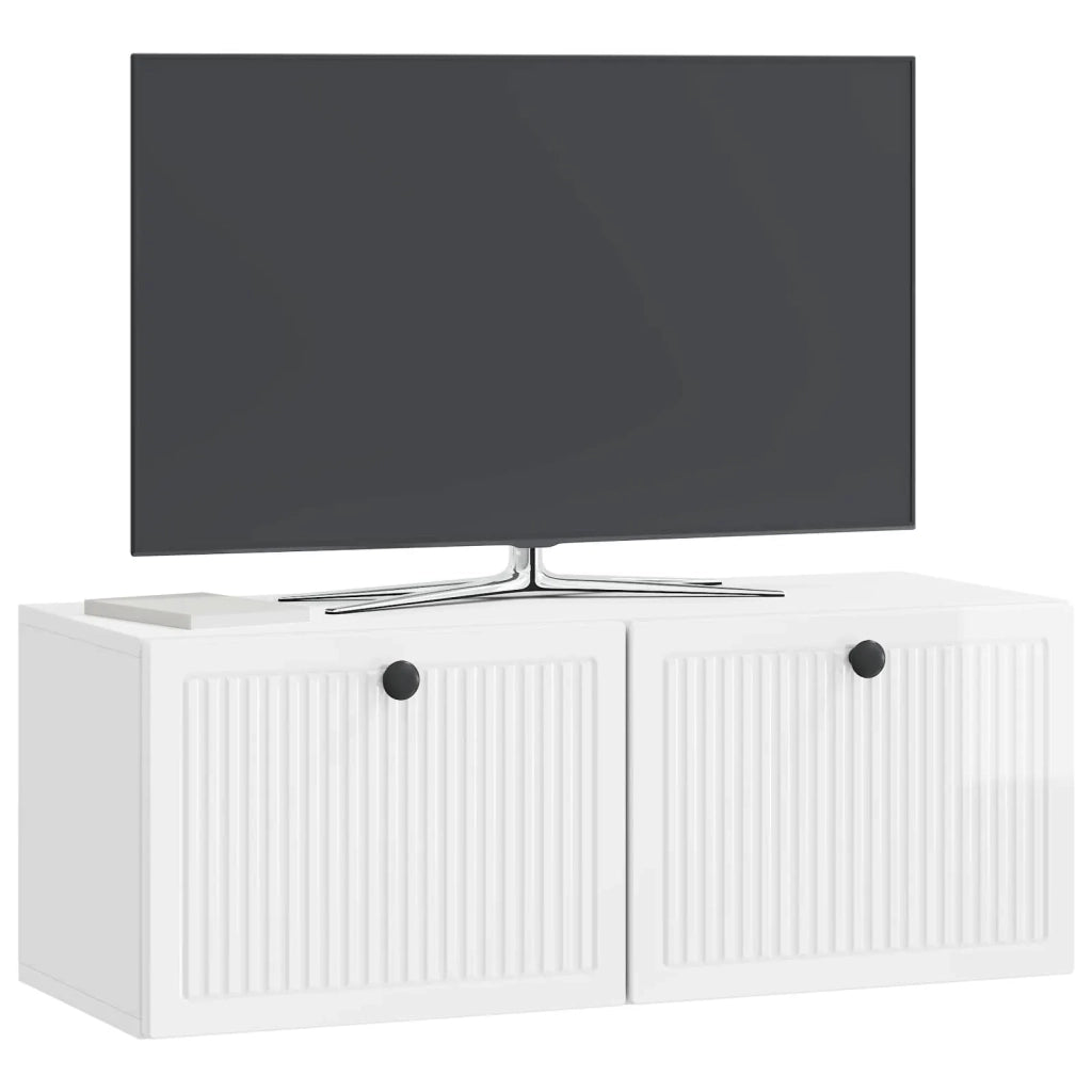 Mobile Porta TV da Muro Bianco Lucido 78,5 x 31 x 30 cm