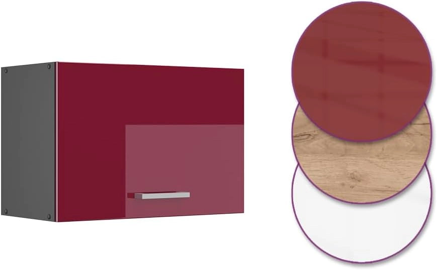 Pensile da cucina R-Line, Rosso lucido, 60 cm Piatto, per la libera combinazione all'interno di sistemi cucina modulari
