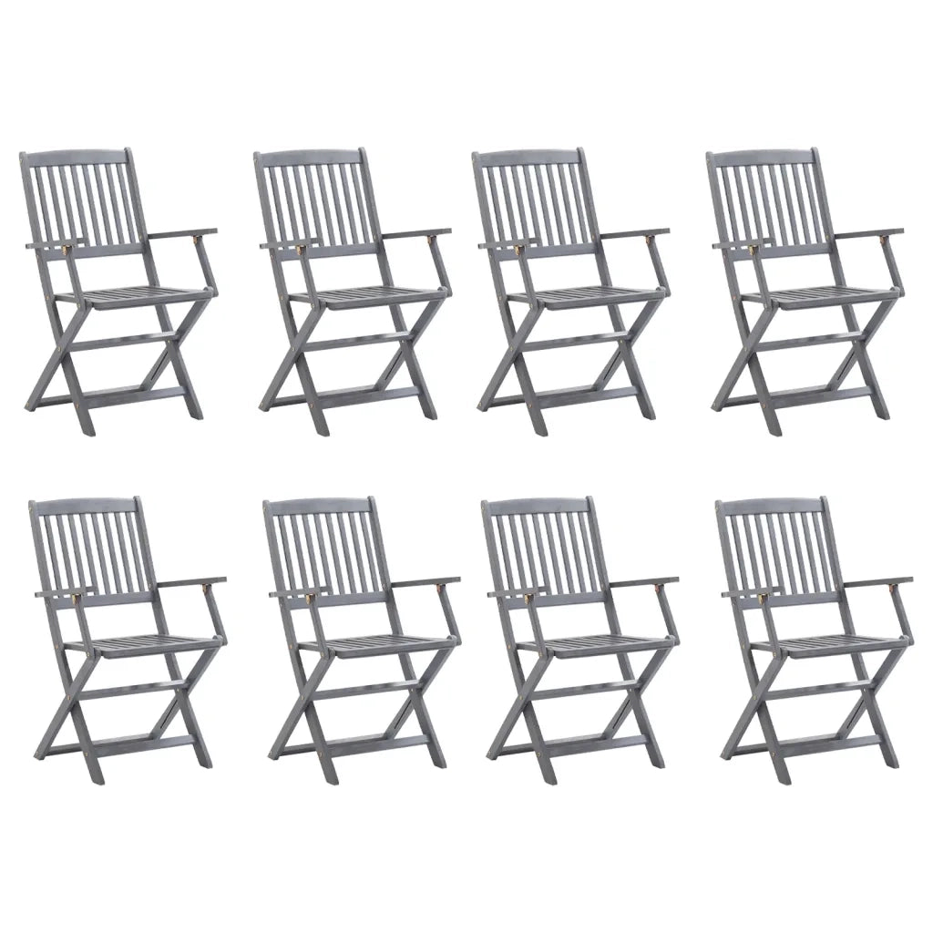 Sedie da Giardino Pieghevoli 8 pz con Cuscini Massello Acacia 3078285