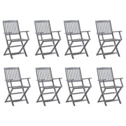 Sedie da Giardino Pieghevoli 8 pz con Cuscini Massello Acacia 3078285