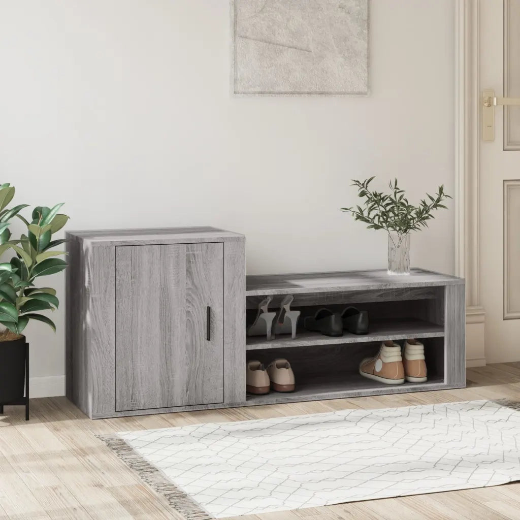 Scarpiera-Scaffale per scarpe Grigio Sonoma 130x35x54 cm in Legno Multistrato