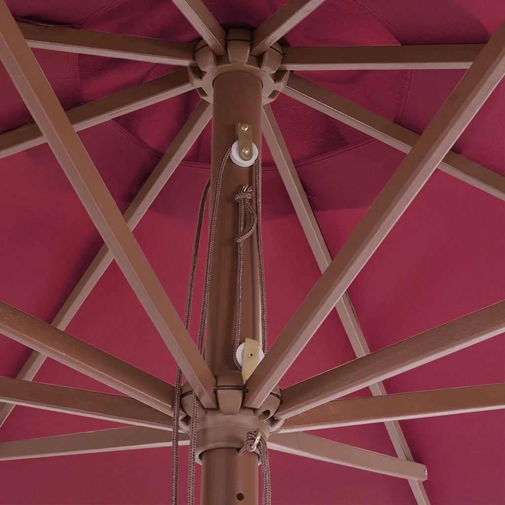 Ombrellone da Esterni con Palo in Legno 350 cm Rosso Borgogna