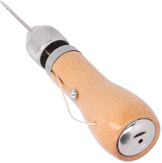 Kit Professionale per Lavorazione della Pelle - Puntaspilli in Acciaio - Aghi in Acciaio - Lavorazione della Pelle DIY - Incluso Aghi Rettilinei e Curvi - Materiali di Alta Qualità