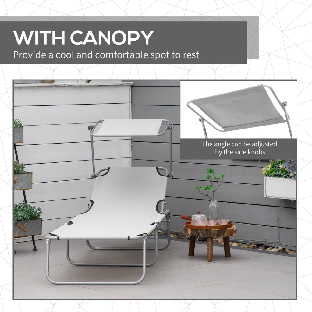 Lettino Prendisole da Giardino Pieghevole 187x58x36 cm in Metallo e Tessuto Oxford Grigio Chiaro