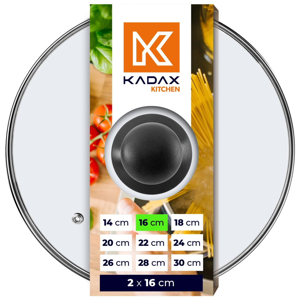 Set di 2 coperchi in vetro KADAX da 16 cm, resistenti al calore, per pentole e padelle.